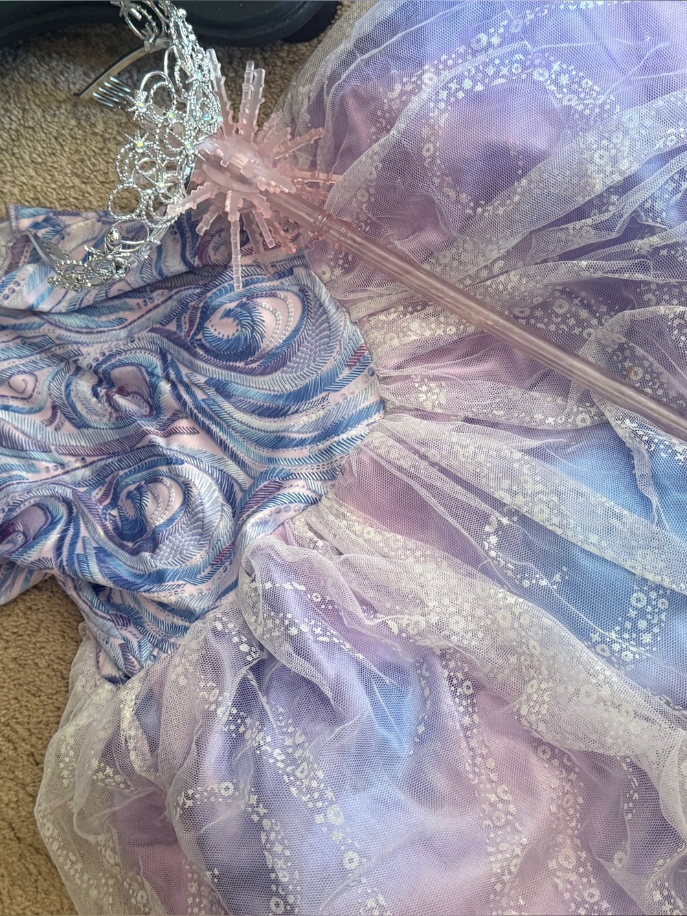Wicked Galinda Tulle Costume Dress with Tiara and Wand